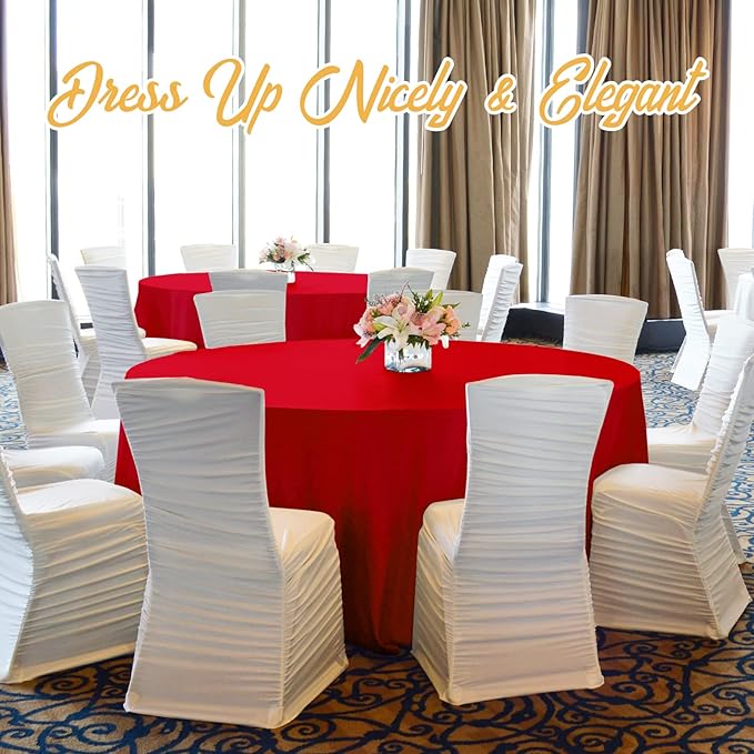 BRILLMAX 6 Pack Red Round Tablecloths 90 Inch - Circle Bulk Linen Polyester Fabric Washable Table Cloth Cover for Wedding Reception Banquet Birthday Party Buffet Restaurant