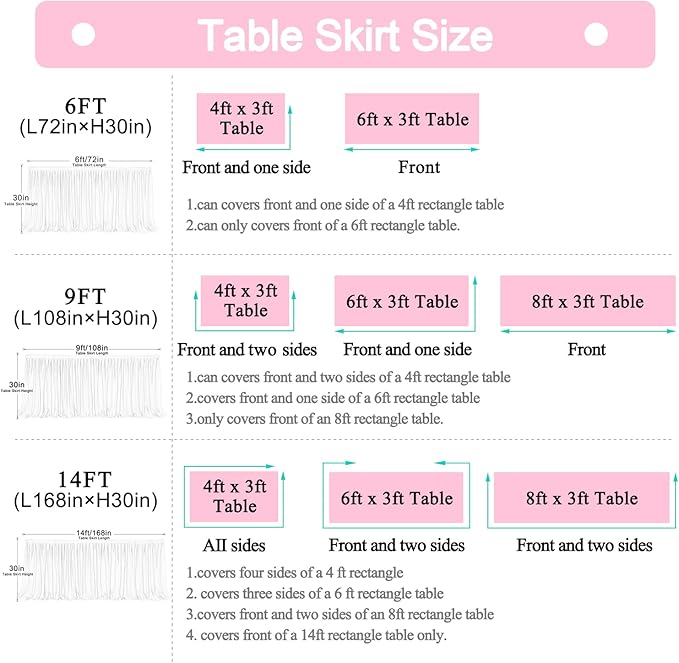 9ft Table Skirt White Tulle Tablecloth Tutu Table Skirt for Wedding Bridal Baby Shower Birthday Party Cake Dessert Buffet Banquet Decorations