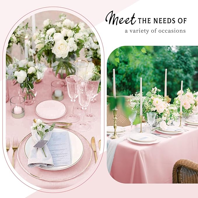 6 Packs Satin Tablecloth 57 x 108 Inch Rose Gold Rectangular Table Cloth Silk Tablecloth Smooth Fabric Overlay Satin Table Cover Decoration for Wedding Party Banquet Events