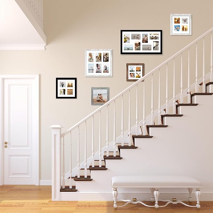 8x8 Picture Frame Set of 2, with Glass and Black Wood Frames, Display Collage Four Opening 3x3 With Mat or 8 x 8 Without Mat for Wall Hanging or Tabletop