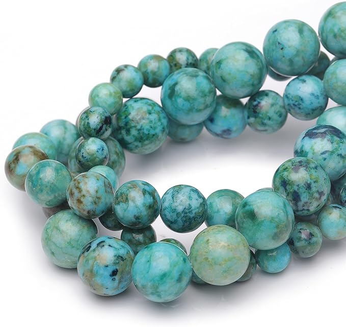 6mm Natural Stone Beads for Jewelry Making,Blue Imperial Turquoise Polished Smooth Round Gemstone Beads for Bracelet Necklace 15 Inch