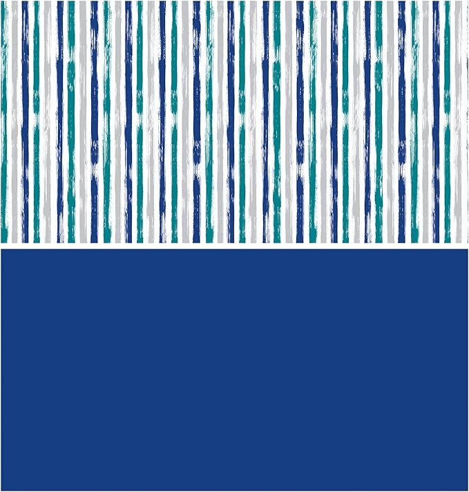 WRAPAHOLIC 30 Inch Reversible Wrapping Paper Roll - 30 Inch X 100 Feet Jumbo Roll Blue Navy and Grey Lines Print for Birthday, Holiday, Wedding, Baby Shower and More Occasions