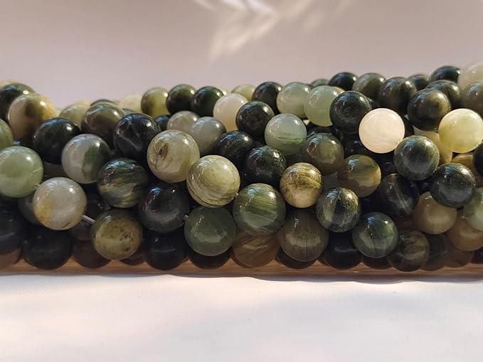 Stone Beads 6mm 140pcs Green Grass Jade Beads Round Loose Gemstones Beads for Bracelet Necklace Jewelry Making (6mm, 60613 Green Grass Jade)