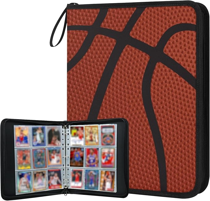 Trading Card Binder 9 Pocket - Basketball Card Binder with Sleeves 900 Double Sided Pockets Sports Trading Cards Album Cards Holder Protectors Set Fit for Game Cards, Sports Cards