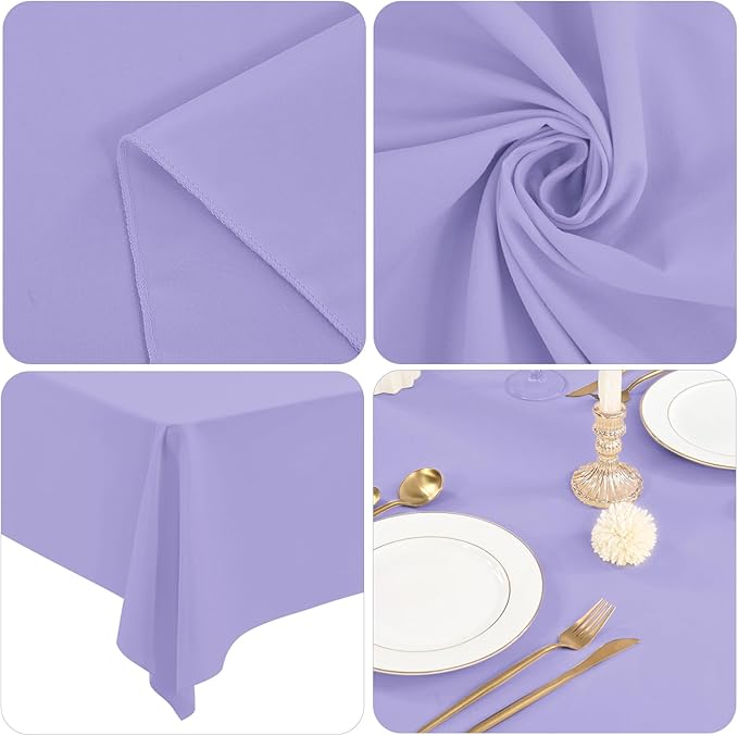 12 Pack 60 x 102 Inch Rectangle Tablecloth Lavender Polyester Tablecloth for 6 Feet Rectangle Tables,Washable Fabric Table Cloth for Wedding Dining Table Buffet Parties Camping