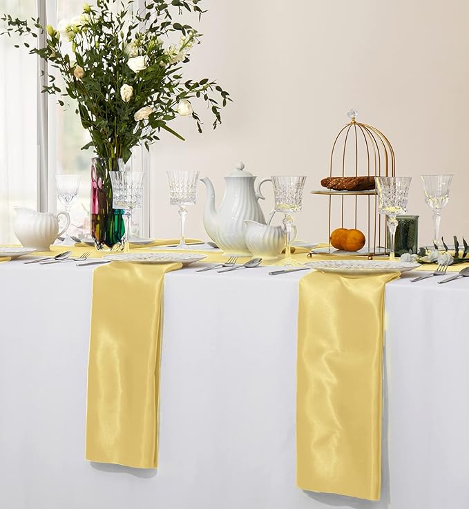 Horbaunal 16 Pack Gold Satin Napkins 20 x 20 Inch, Square Soft Table Dinner Napkins, Silky Cloth Napkins Table Decoration for Weddings Banquets Parties