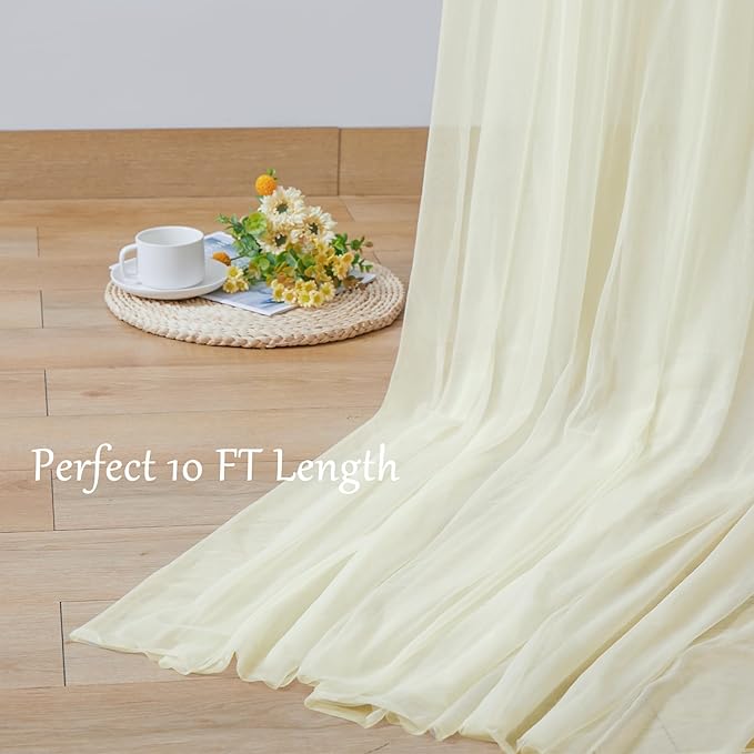 10x10 Ivory Tulle Backdrop Curtains for Parties, Sheer Backdrop Curtain Wedding Photo Background Drapes for Baby Shower Photography Birthday Party