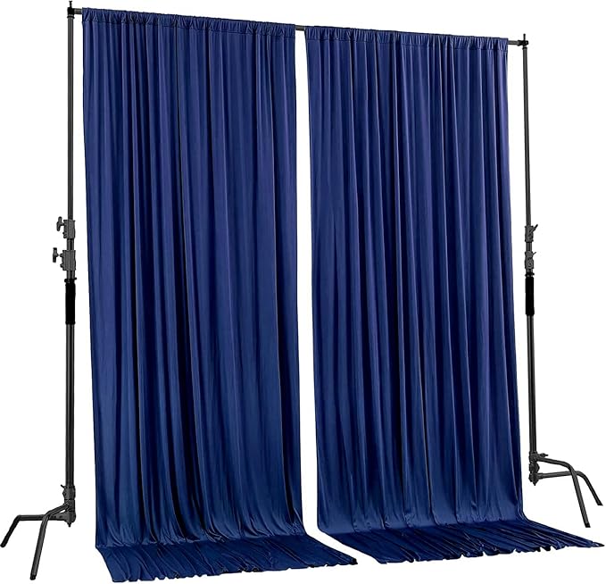 AK TRADING CO. 10 feet x 10 feet Polyester Backdrop Drapes Curtains Panels with Rod Pockets - Wedding Ceremony Party Home Window Decorations - Navy Blue