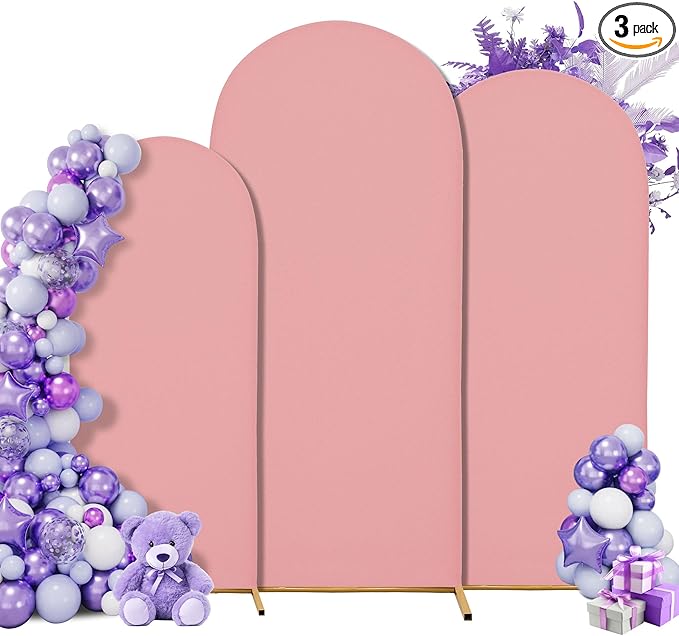 Wedding Arch Cover Spandex Arch Backdrop Cover (7.2FT,6.6FT,6FT) Set of 3 Arch Stand Cover Arch Covers Stretchy Backdrop for Wedding Birthday Party Decoration Baby Shower (Pink)