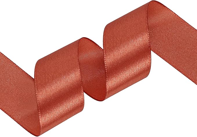 Copper Satin Ribbon 1 inch X Continuous 50 Yards, Single Face Polyester Ribbon Perfect for Gift Wrapping, Flower Bouquet, Wedding Decor, Crafts, Bow Making, Sewing and More