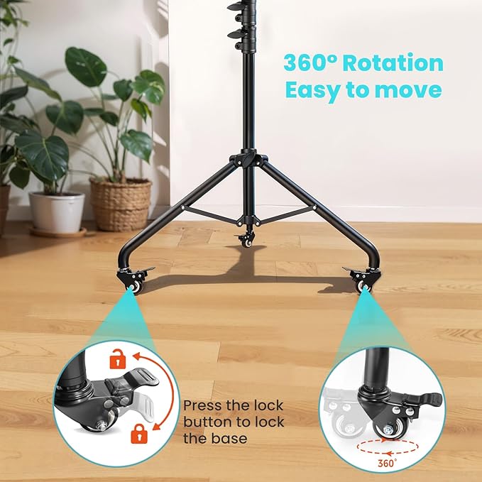 18" Foldable Ring Light with Stand for iPhone ipad Camera, 75" Tripod with Wheels 38W 6500K LED Display/Remote/2 USB Ports Large Big Ringlight Rolling for YouTube Facebook TikTok Live Video Recording