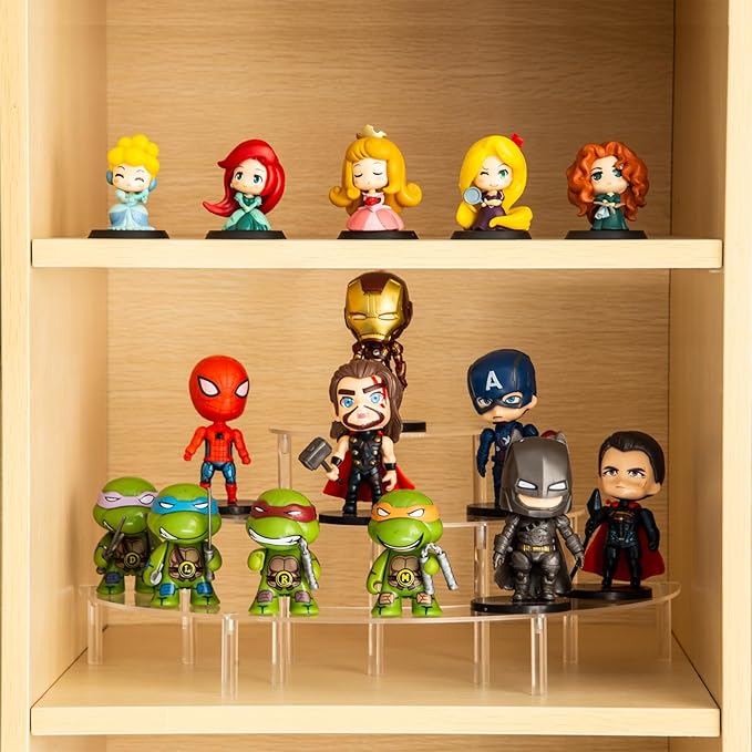 Acrylic Display Riser - 3 Tier Clear Cupcake Stand, Perfume Organizer, Half Moon Dessert Stand, Shelf for Food, Amiibo Funko POP Figure Display
