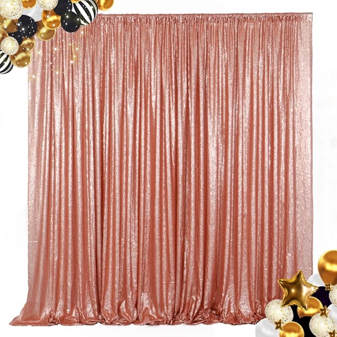 ShiDianYi Blush 8FTx10FT Sequin Backdrop, Sequined Party Backdrop for Baby Shower/Birthday/Wedding