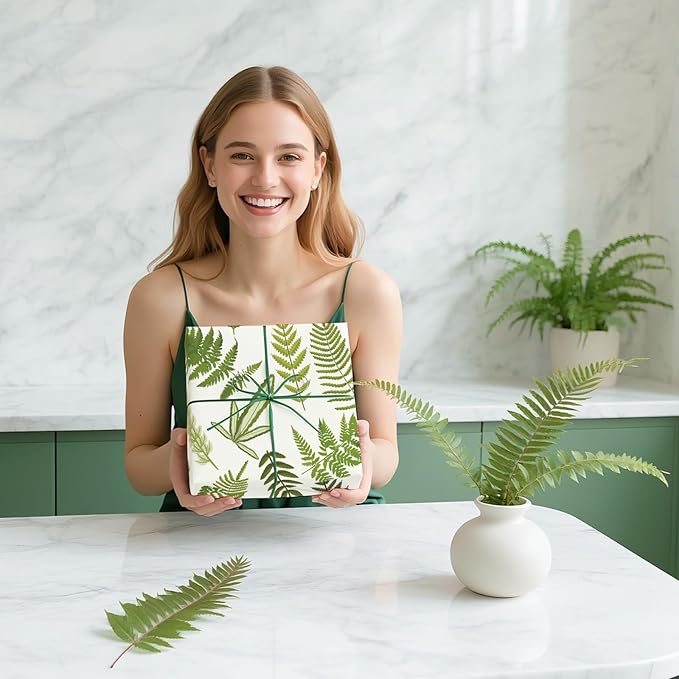 WRAPAHOLIC Fern Wrapping Paper Roll - Mini Roll - 17 Inch x 33 Feet - Woodland Fern Botanical Wrapping Paper Perfect for Birthday, Wedding, Baby Shower