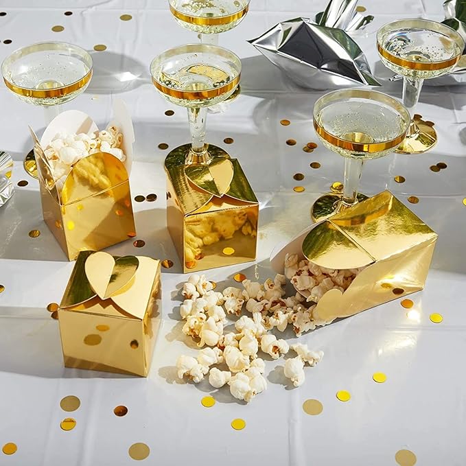Sparkle and Bash Gold Foil Favor Boxes - 100 Pack, 2.5 In Cube - Gold Party Boxes for Weddings & Baby Showers - Wedding Candy Favors for Guests & Candy Containers