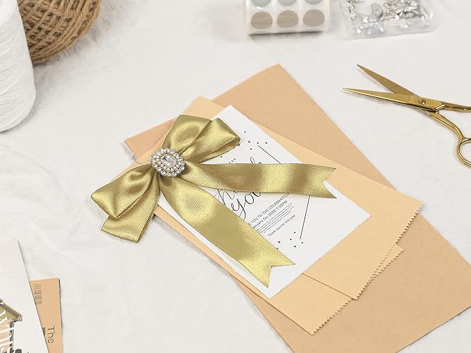 Light Gold Satin Ribbon 1 inch X Continuous 100 Yards, Single Face Polyester Ribbon Perfect for Gift Wrapping, Flower Bouquet, Wedding Decor, Crafts, Bow Making, Sewing and More