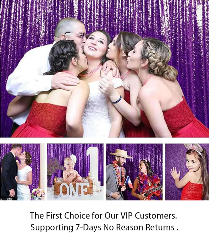 ShinyBeauty Purple Sequin Backdrop 10FTx10FT for Wedding - Shimmer Curtain for Birthday, Glitter Wall Background