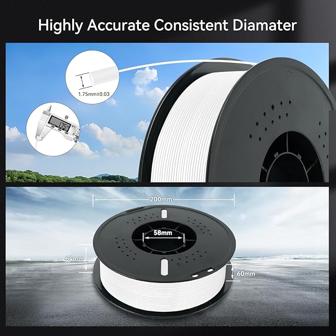 Kingroon 10KG PLA Filament 1.75mm 3D Printer Filament Pla Filament Dimensional Accuracy +/- 0.02mm, Fit Most FDM Printer, 1KG X 10 Spools (5 Black+5 White)