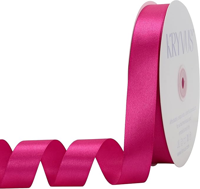 Rose Red Satin Ribbon 1 inch X Continuous 100 Yards, Single Face Polyester Ribbon Perfect for Gift Wrapping, Flower Bouquet, Wedding Decor, Crafts, Bow Making, Sewing and More