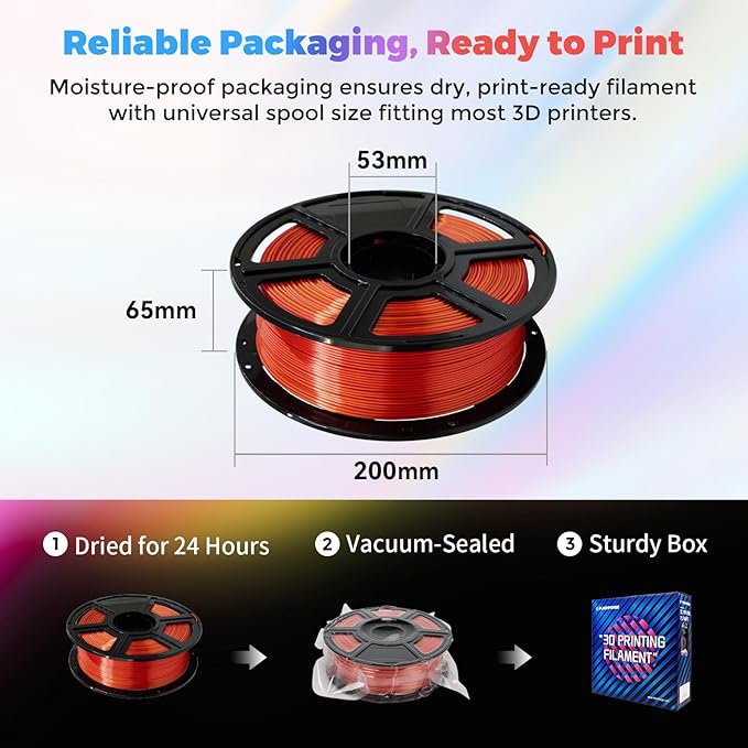 FLASHFORGE Silk PLA Filament 1.75mm Gold to Red Gradient, 3D Printer Filament 1kg (2.2lbs) Spool, Smooth and Silky Texture 3D Printing Filament, Dimensional Accuracy +/- 0.02mm