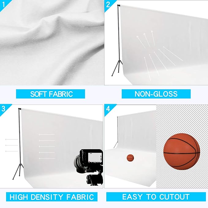 ISSUNTEX 10X10 ft/3X3 Meters Background Photo Backdrop, Photo Studio, Collapsible High Density Screen for Video Photography and Television-White