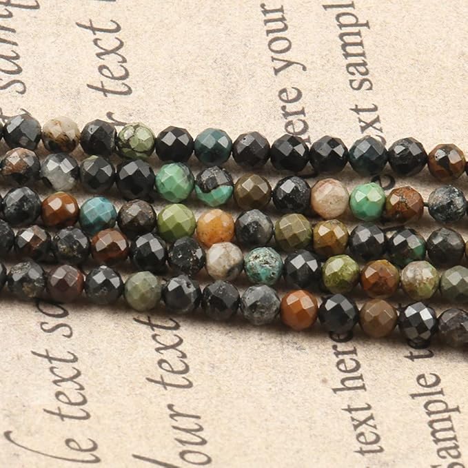 Song Xi 120pcs 3mm Natural African Turquoise Gemstone Beads Faceted Round Loose Stone Beads for Jewelry Making