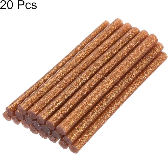 uxcell 20pcs Hot Glue Sticks for Glue Gun 7mm/0.27-inch x 4-inch Mini Hot Melt Adhesive Glue Stick Glitter Bronze Gold