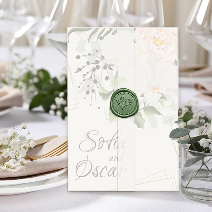 120 Pack Pre-Folded Vellum Jackets for 4.25x5.5 Invitations, Translucent Vellum Paper 4.25x5.5 Jackets, 100GSM Wedding Invitations Wraps, Envelope Liners for Birthdays, Baby Showers