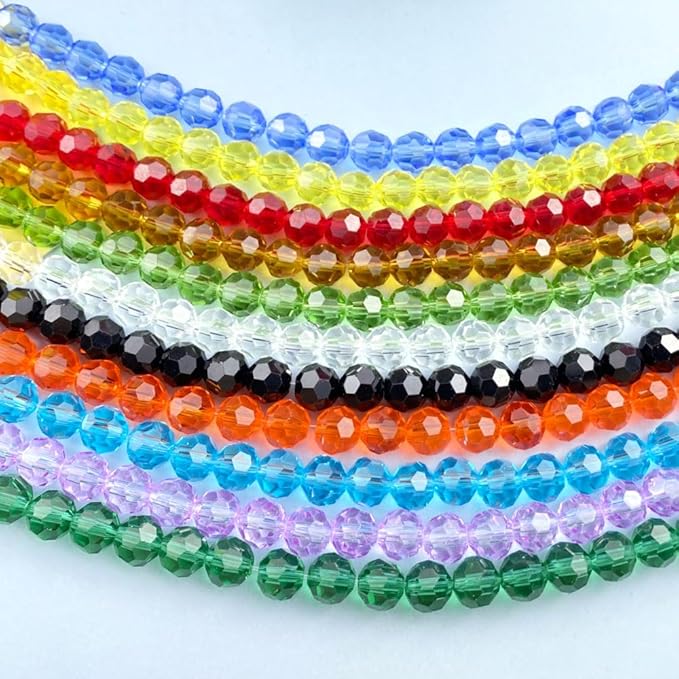 400 PCS 4mm Crystal Glass Beads Round Multiple Faceted Loose Spacer Glass Beads for DIY Handcrafte Bracelet Necklace Earring Jewelry Making(Transparent)