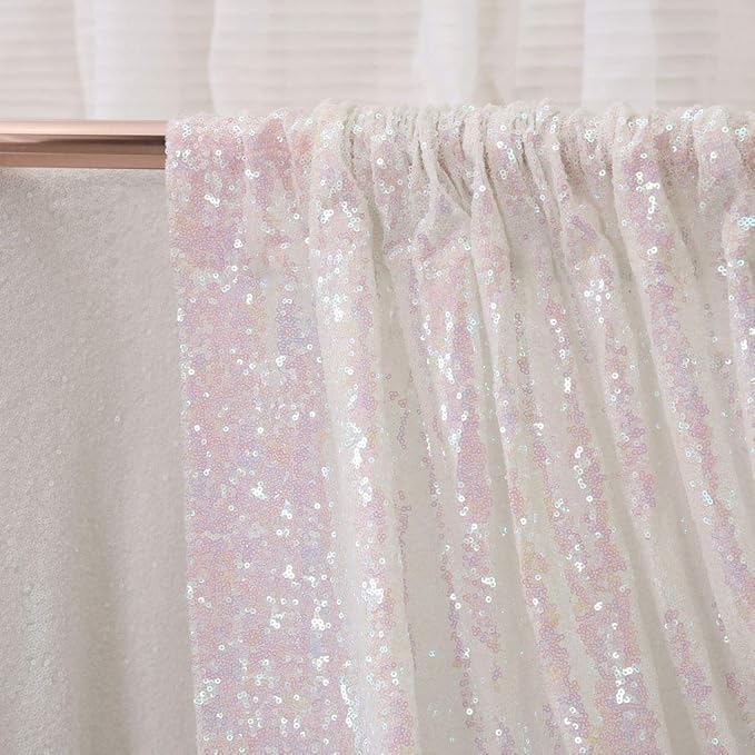 PartyDelight 6ftX7ft Iridescent Sequin Backdrop Curtain Photo Booth for Wedding Party Birthday Decoration
