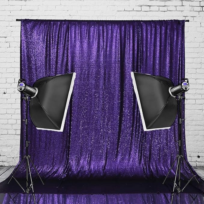 Eternal Beauty Purple Sequin Backdrop, 6x6 Ft Halloween Glitter Background Curtains for Shimmer Photography Party Wedding Birthday Back Drop Decor