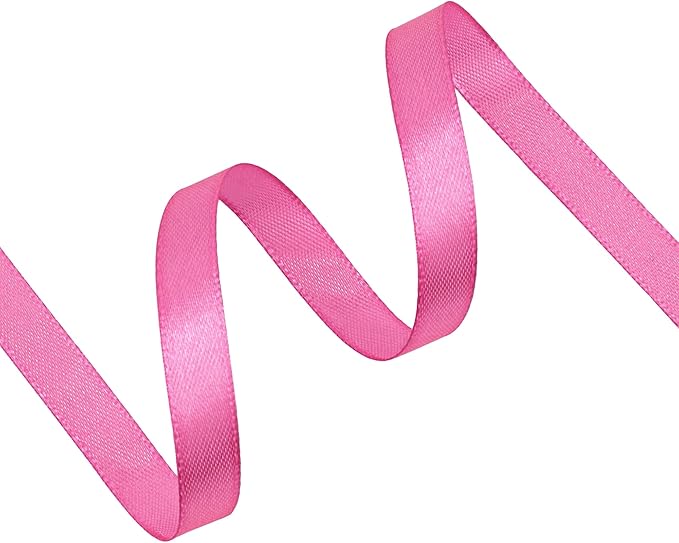Hot Pink Satin Ribbon 3/8 inch X Continuous 100 Yards, Single Face Polyester Ribbon Perfect for Gift Wrapping, Flower Bouquet, Wedding Decor, Crafts, Bow Making, Sewing and More