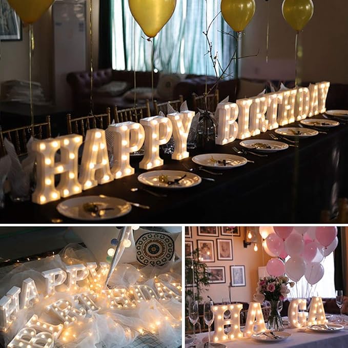 MUMUXI Marquee Light Up Letters | Large Light Up Numbers | Battery Powered and Bright with Every Letter of The Alphabet | for Wedding, Birthday, Party, Celebration, Christmas or Home Decoration (T)