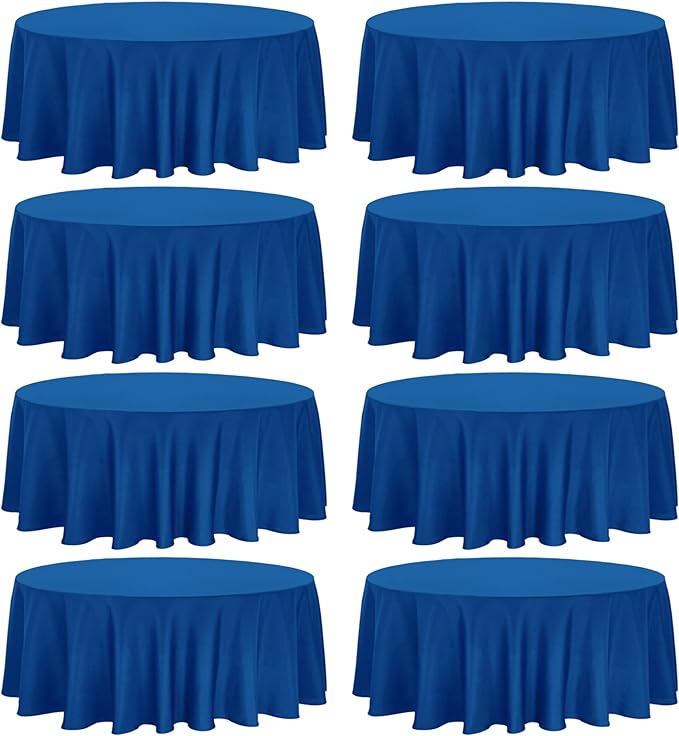 8 Pack Premium Round Tablecloth 90 Inch Round Table Covers Washable Polyester Fabric Round Table Clothes for Wedding Party Reception Banquet Buffet Restaurant (Royal Blue, 90 Inch)