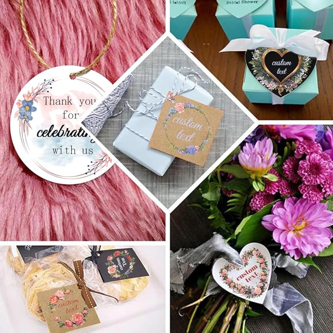 Personalized Hang Tags for Favors, Custom Gift Tags, Customized Gifts Wrapping Labels, Wedding Items Birthday Party Favors Crafts Tag, Round Thick Kraft Paper Hang Tags with String