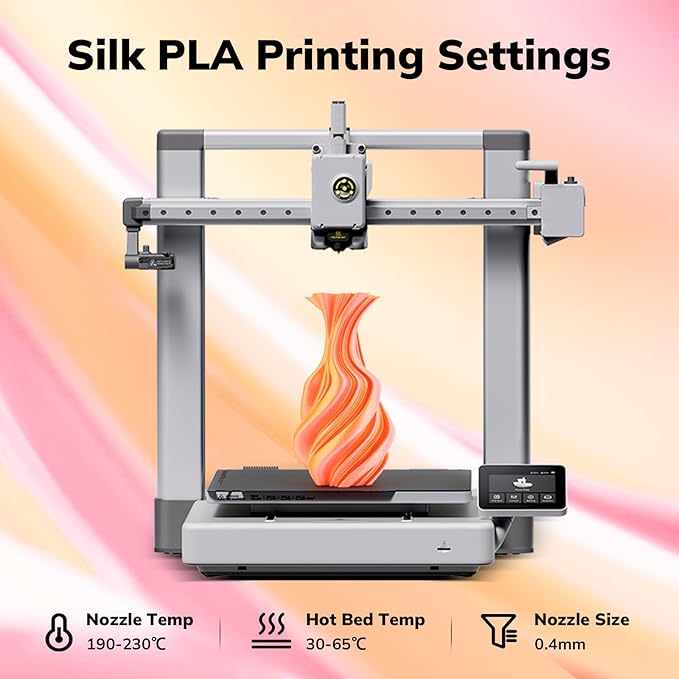 AMOLEN Silk PLA 3D Printer Filament, Dual Color Pink Orange PLA 1.75mm, Shiny Color Change Filament 3D Printing PLA Filament for Most FDM 3D Printer, 1kg Spool(2.2lbs), Peach Orange