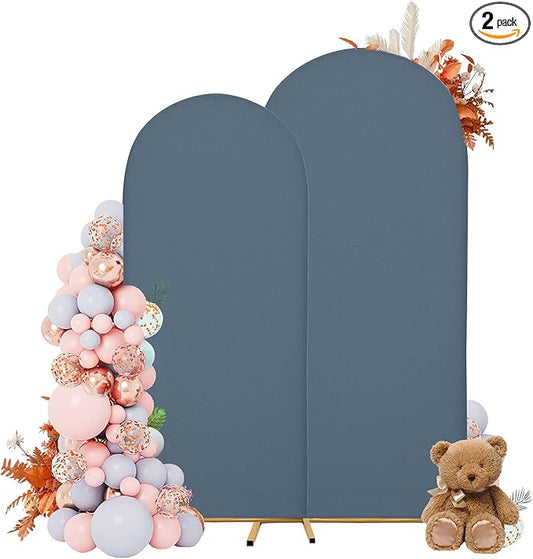 Wedding Arch Covers Arch Backdrop Cover Arch Stand Covers 7.2FT 6FT Set of 2 Arch Cover Spandex Fabric Stretchy Backdrop for Wedding Birthday Party Decoration Baby Shower (Dusty Blue)