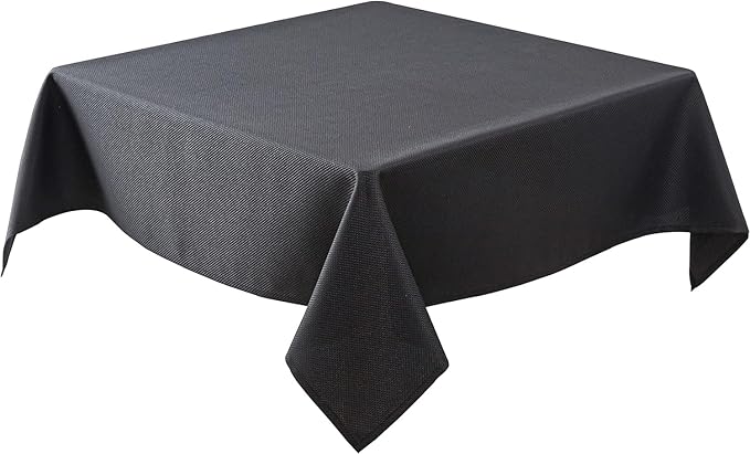 Biscaynebay Textured Fabric Square Tablecloths 70x70 Inches, Black Water Resistant Spill Proof Card Table Cloth Folding Table Cover for Dining, Kitchen, Wedding and Parties, Machine Washable