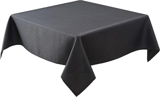 Biscaynebay Textured Fabric Square Tablecloths 70x70 Inches, Black Water Resistant Spill Proof Card Table Cloth Folding Table Cover for Dining, Kitchen, Wedding and Parties, Machine Washable