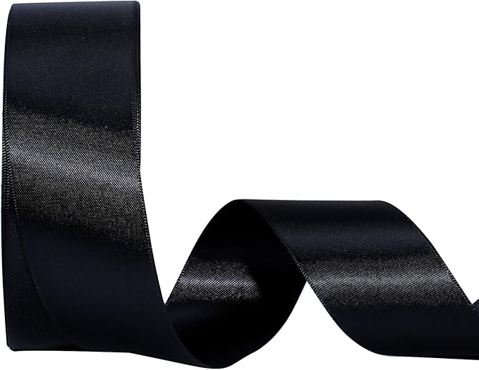 LaRibbons Black Satin Ribbon 1 1/2 Inch 50 Yards Double Faced Red Silk Ribbon for Flower Bouquet Crafts Gift Wrapping Bow Christmas Decoration