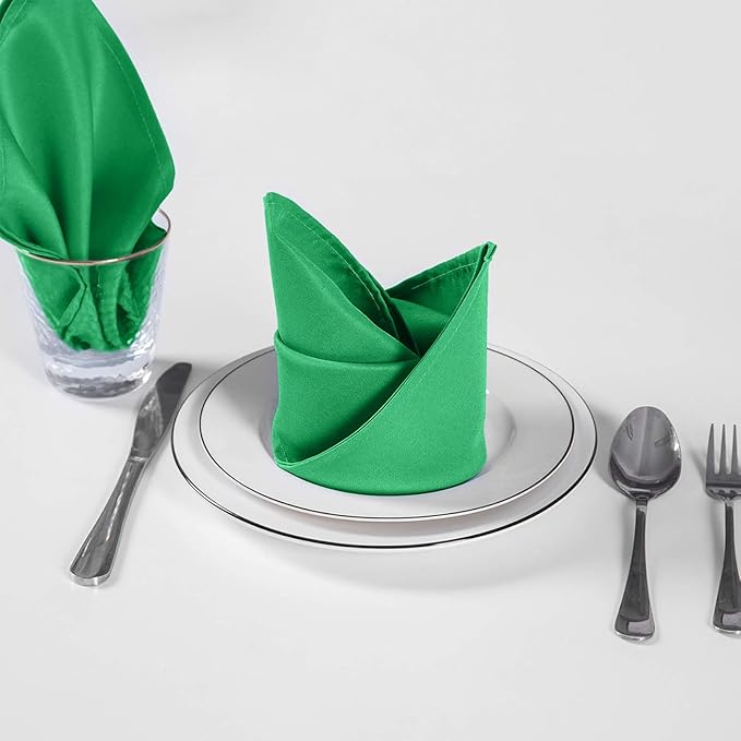 Cloth Napkins 17x17 inch Washable Polyester Dinner Napkins Soft Table Napkins for Wedding Party Dining Banquet(Emerald,50PCS)