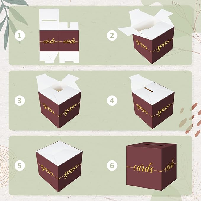 QIKSION Maroon Graduation Card Box, Gold Foil Gift Card Box for Graduation, Party, Wedding Reception, Birthday, Baby Shower, Raffle