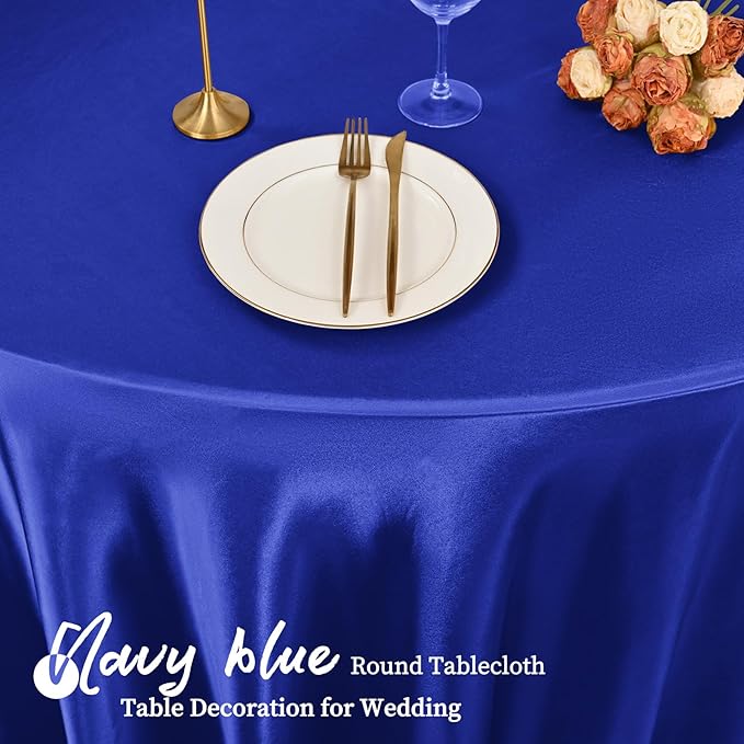 fani 6 Pack 120 Inch Royal Blue Satin Tablecloth - Silky Round Tablecloth Overlay Smooth Fabric Table Cover, Bright Table Decoration for Wedding Party Banquet Events Restaurant Kitchen Dining
