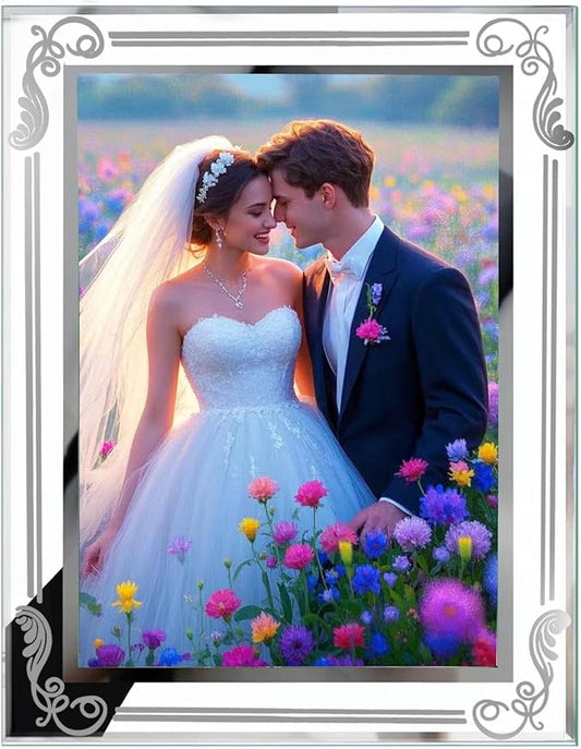 Glass Photo Frames Picture Frame 3.5x5 High Definition Silver Vertical and Horizontal for Table Desk Shelf Office House Decoration Gifts