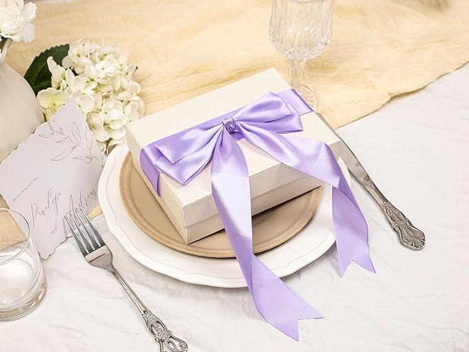 Light Purple Satin Ribbon 1-1/2 inch X Continuous 50 Yards, Single Face Polyester Ribbon Perfect for Gift Wrapping, Flower Bouquet, Wedding Decor, Crafts, Bow Making, Sewing and More