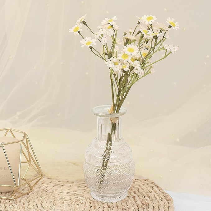 Set of 12 Glass Bud Vases-Small Vases for Flowers-Mini Bud Vases in Bulk -Vintage Vases Centerpieces for Tables Wedding and Home Decor(12pcs/Clear)