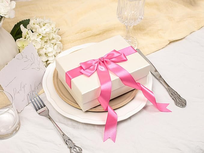 Hot Pink Satin Ribbon 1 inch X Continuous 100 Yards, Single Face Polyester Ribbon Perfect for Gift Wrapping, Flower Bouquet, Wedding Decor, Crafts, Bow Making, Sewing and More