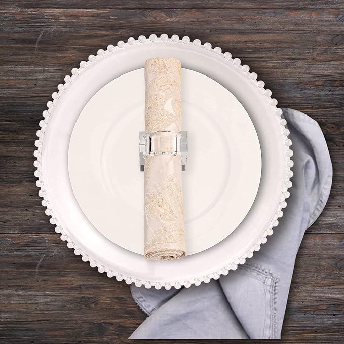Kitcom Mini Napkin Rings Set of 12 Square-Shaped, Crystal Napkin Ring for Thanksgiving, Christmas, Family Gathering, Wedding Reception, Clear with Gift Box