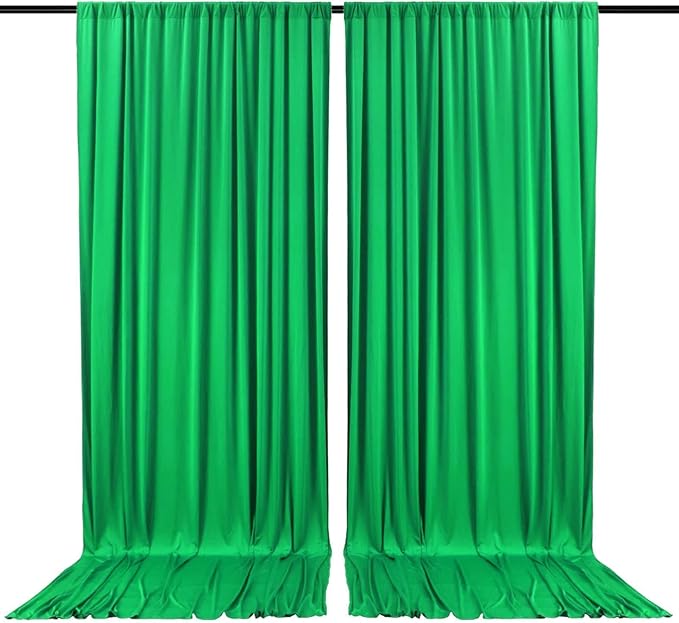 2 Panels Green Backdrop Curtain, 10 x 10 Feet Background Curtains for Parties, Weddings, Baby Showers, Bachelorette Halloween, Christmas Birthday Party Photoshoot Backdrop Curtains Decorations