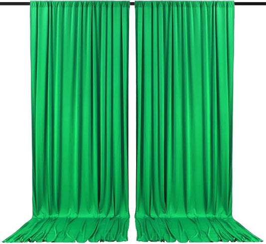 2 Panels Green Backdrop Curtain, 10 x 10 Feet Background Curtains for Parties, Weddings, Baby Showers, Bachelorette Halloween, Christmas Birthday Party Photoshoot Backdrop Curtains Decorations